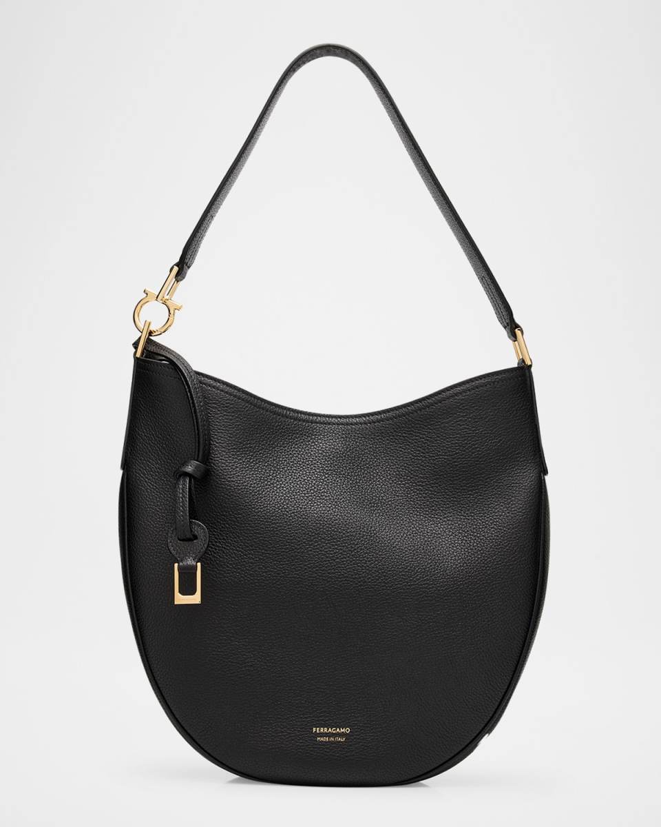 Smile Grain Leather Hobo Bag